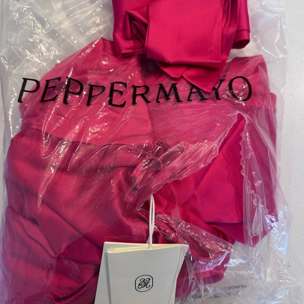 Peppermayo Satin Halter Maxi Dress in Hot Pink - Picture 5 of 5